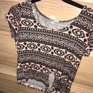 pink and black crop top